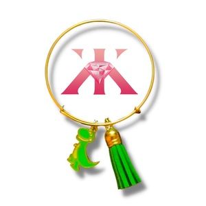 Custom "Green" Dinosaur Charm Bangle Bracelet